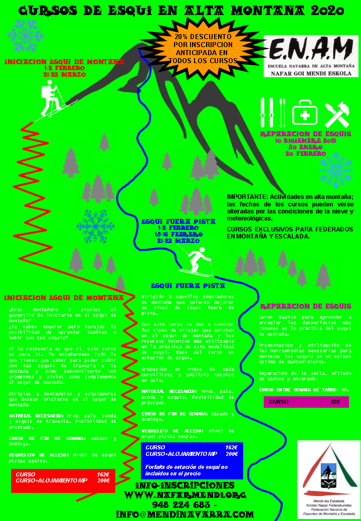 INSCRIPCIONES ABIERTAS A LOS CURSOS ALPINISMO, ESQUÍ, NIVOLOGÍA Y REPARACIÓN DE ESQUÍS